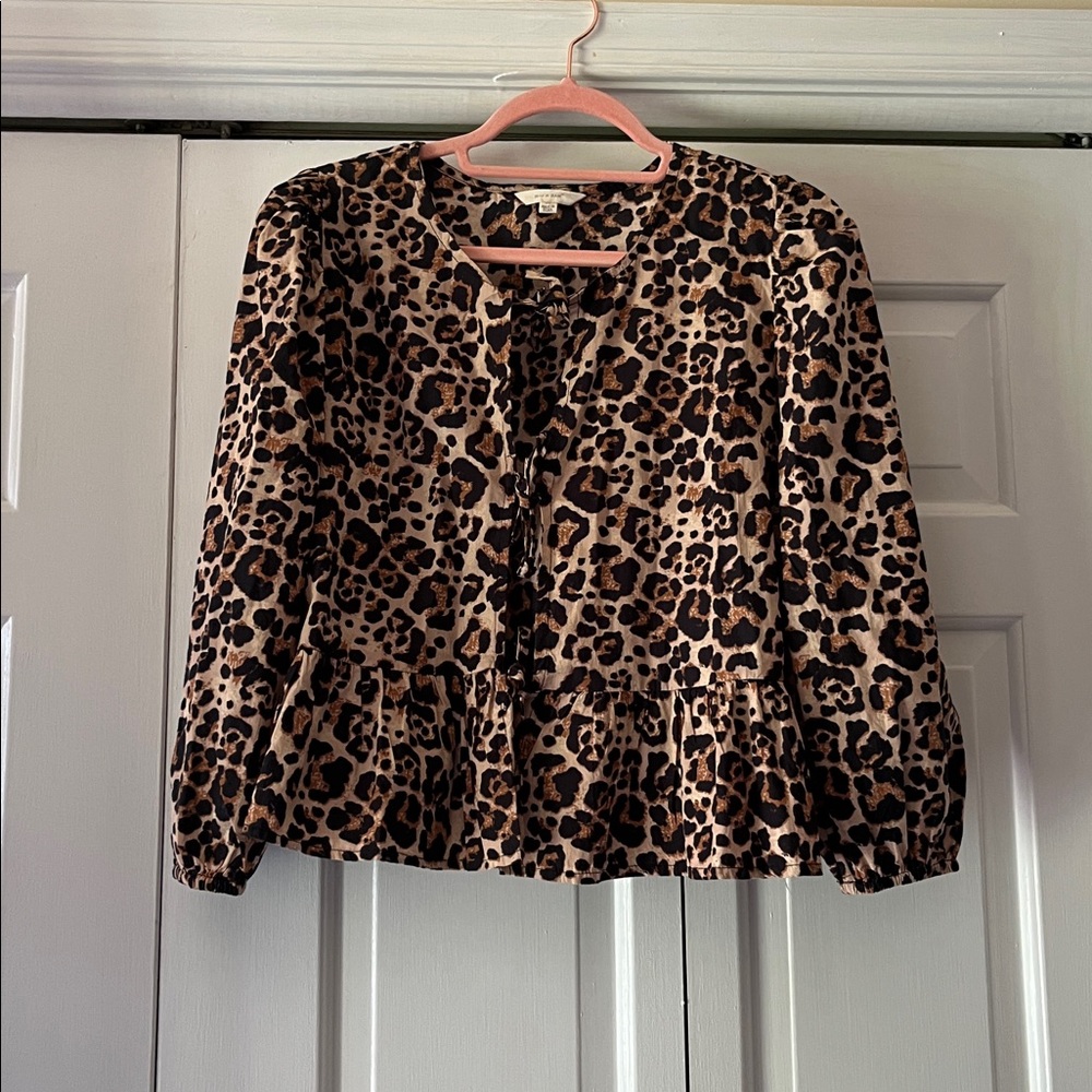 Leopard Print Women's Blouse (tie with bows down the middle)